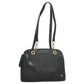 Bolsa de ombro vintage Bally em couro acolchoado Preto