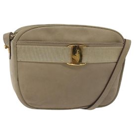 Salvatore Ferragamo Vara Bow camera Shoulder Bag Suede Beige