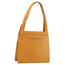 Tote Chanel Vintage Logo de piel Small Camello