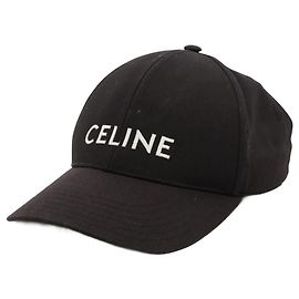 Céline Gorra de Béisbol Celine Logo en Lona Bordada Negro