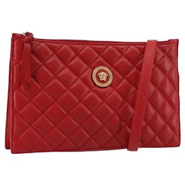 Borsa a Spalla VERSACE in Pelle Rossa e Oro Auth 179583A Rosso D'oro