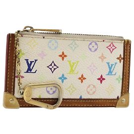 LOUIS VUITTON Monogram Multicolor Pochette Cles Purse White M92655 Auth 179112 White