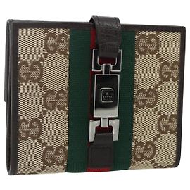 Cartera GUCCI GG Canvas Jackie Web Sherry Line Beige Rojo Verde Auth 179340A Roja Beige Verde