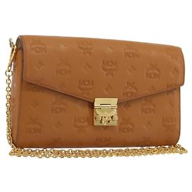 Borsa a Spalla MCM Vicetos Logogram Chain in Pelle Marrone Oro Auth mr2451V Marrone D'oro