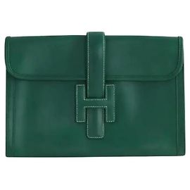 Hermès Clutch Jige em couro verde Verde