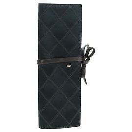 CHANEL Bicolore Jewelry Case Satin Black Gold CC Auth am11609V Black Golden