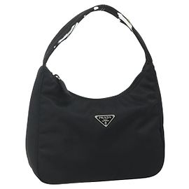 Borsa a mano Pouch PRADA Nylon Nero Argento Auth 178743 Nero Argento