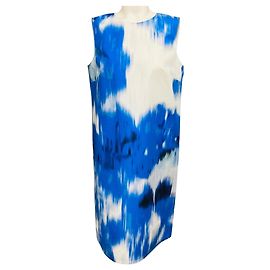 Vestido shift sin mangas con estampado azul / blanco Carolina Herrera Azul
