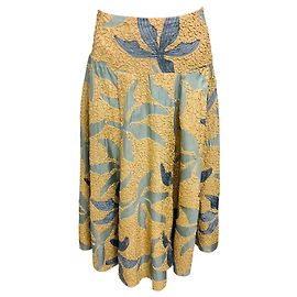 Saia midi bordada Dries Van Noten Slate Blue / Beige Azul