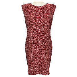 Vestido de crepe sem mangas estampado vermelho / preto Saint Laurent Vermelho