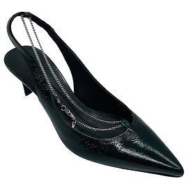 Escarpins First Night en cuir verni à imprimé léopard vert avec chaîne Zadig & Voltaire Vert