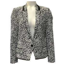 Blazer Deluxe Vegam Leo en jacquard con estampado de leopardo negro / blanco Zadig & Voltaire Negro
