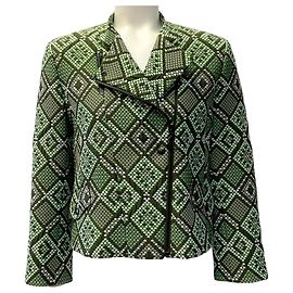 Akris Punto Green Multi Geometric Print Jacket Green