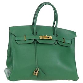 Hermès HERMES Birkin 35 Handtasche aus Leder Grün Gold Authentisch 179183SAM Golden Grün