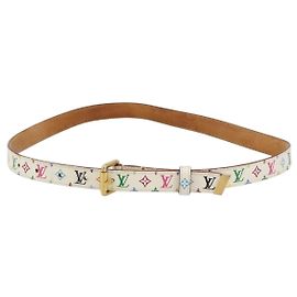 LOUIS VUITTON Monogram Multicolor Ceinture Care Belt White M9272W LV Auth 179316 Weiß