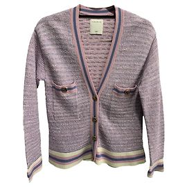 Sandro Cardigã de malha lilás com riscas Rosa