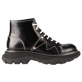Alexander McQueen Tread Slick Lace Up Boot Black Leather Women EU 38.5 Black
