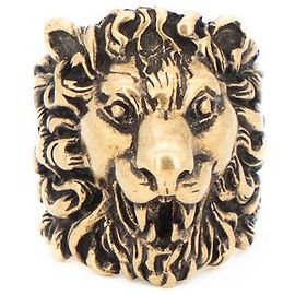Gucci Lion Head Ring Altgold Messing Herren US 9.5 IT 19 Golden