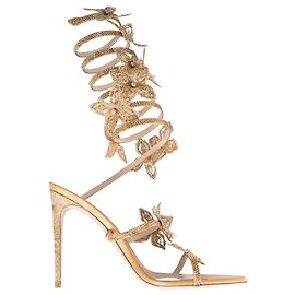 Sandali in raso e pizzo Rene Caovilla Cleo Loriane Gold Donna EU 40.5 D'oro