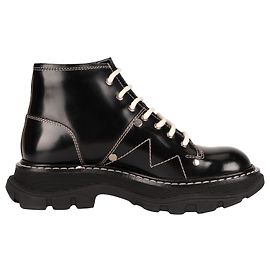 Botas con cordones Alexander McQueen Tread Slick de cuero Negro Blanco Mujer EU 36.5 Negro Blanco