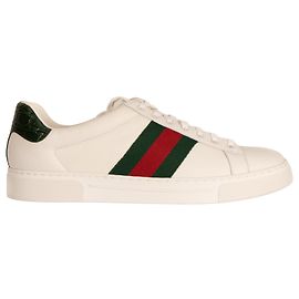 Gucci Ace Sneaker with Web White Leather Men EU 43.5 White