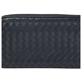 Bottega Veneta Navy Leather Long Wallet Navy blue