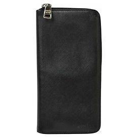 Cartera larga de cuero negro Prada Negro