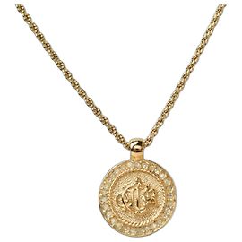 Collier Christian Dior plaqué or avec strass Doré