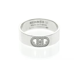 Hermès Anello H D'ancre con diamanti Hermes Argento