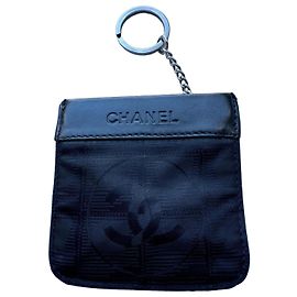 Chanel Cartera de lona negra con logo CC Negro