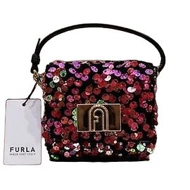 Mini borsa Furla con paillettes Nero Rosa Rosso Multicolore
