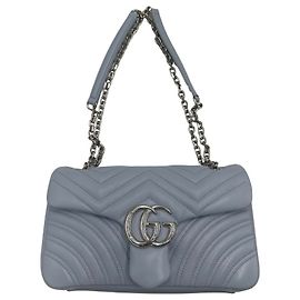 Gucci GG Marmont Shoulder Bag Matelasse Leather Small Blue
