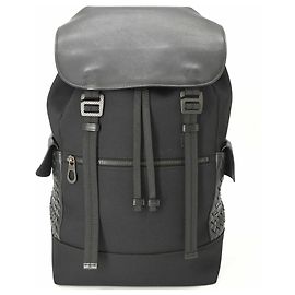 Bottega Veneta Intrecciato Nylon Backpack Black