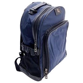 Burberry Navy Nylon and Leather Backpack Black Blue