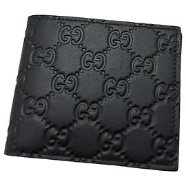 Gucci GG Supreme Black Leather Bi-fold Wallet Black