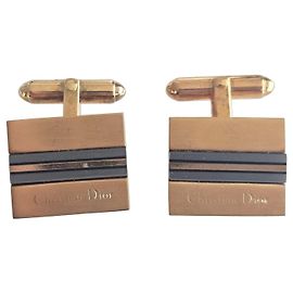 Christian Dior Gold-Tone Square Cufflinks Blue Golden