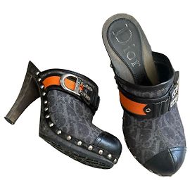Dior Oblique Monogram Canvas and Leather Mules Orange Monogram
