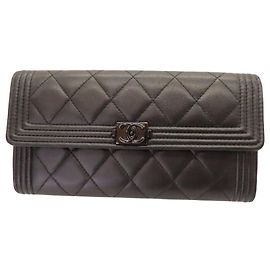 Cartera larga Chanel Boy Chanel Caviar Negro