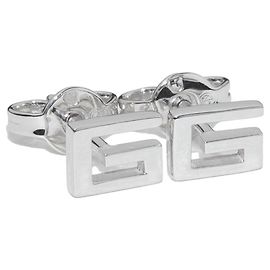 Gucci G Logo Au750 Stud Earrings Silvery