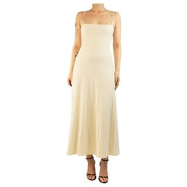 Autre Marque Geripptes Midi-Kleid Carlotta Elfenbein - Größe UK 12 Roh