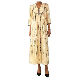 Ba&Sh Vestido midi bordado crema - talla XS Crudo