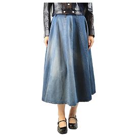Céline Blauer zweifarbiger Denim-Midirock - Größe UK 10 Blau