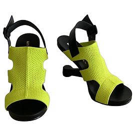 United Nude EAMZ Alice Cyber Lime Leather Sandals Black Green