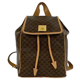 Céline Celine Vintage Macadam Blazon Triomphe Backpack Brown