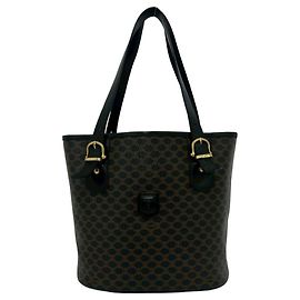 Céline Celine Magadam Blazon Triomphe Pattern Ledertasche Braun Schwarz