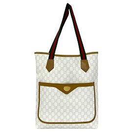 Sac cabas en cuir Gucci Vintage Sherry Line Blanc Rouge Beige Vert