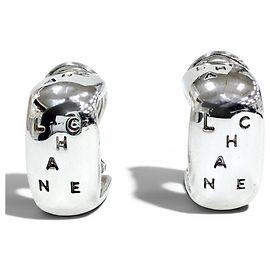Brincos de pressão Chanel Vintage 925 Sterling Silver Prata