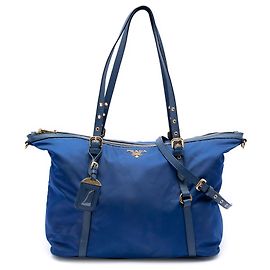 Sac à main Prada Blue Saffiano Trimmed Tessuto Bleu