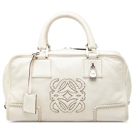 LOEWE Amazona 28 en cuir blanc perforé avec surpiqûres Blanc