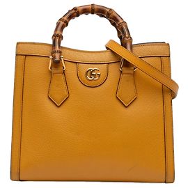 Bolsa Gucci Yellow Medium Leather Bamboo Diana Amarelo